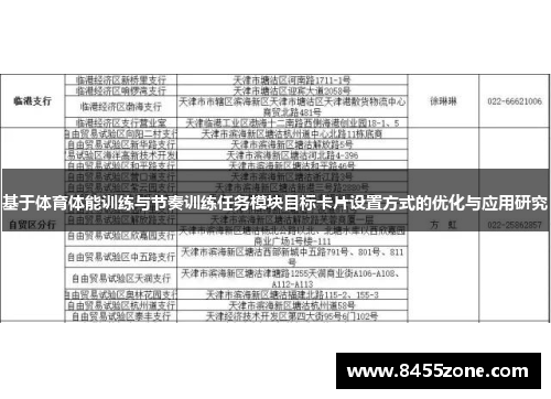 基于体育体能训练与节奏训练任务模块目标卡片设置方式的优化与应用研究